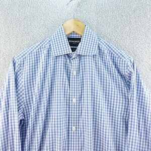Bonobos‎ Mens 15x34 Dress Shirt Stretch Slim Fit Blue Gingham Checkered Business